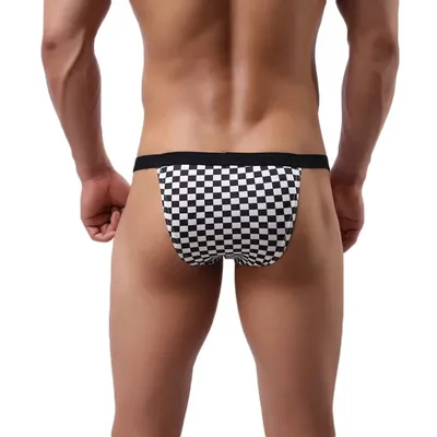 Sexy Männer Schriftsätze der Plaid Niedrige Taille Baumwolle Männer Unterwäsche Briefs Homosexuell