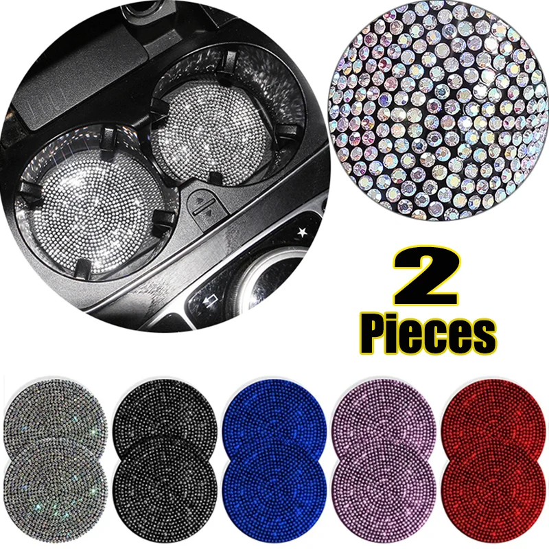 Diamant Auto Untersetzer Wasser Tasse Slot Anti Slip Matte Bling Auto Tasse Untersetzer Schwarz Rosa Silica Pad Tasse Halter Matte Auto Auto Dekoration Image