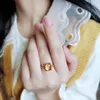 Original design silber intarsien natürliche citrin öffnung einstellbar ring anhänger halskette elegante licht luxus charme weibliche juwelier