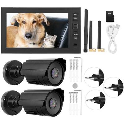 7 Zoll lcd Wireless 4CH Sicherheitsmonitorsystem Display + Kamera 2 Stück IR-Kameras Speicherkarte Image