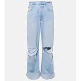 Ayla Distressed Mid-Rise Wide-Leg Jeans