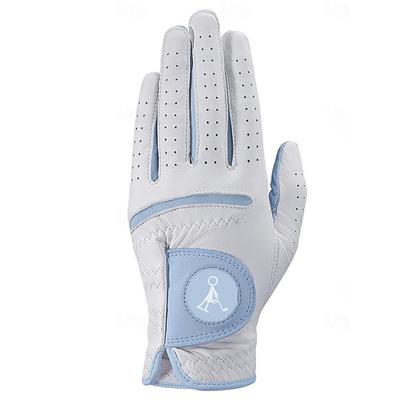 Acegolfs Golf Glove Golf Full Finger Gloves Women's Anti-Slip Sweat wicking Durable Leather Artificial Leather Outdoor White Fuchsia