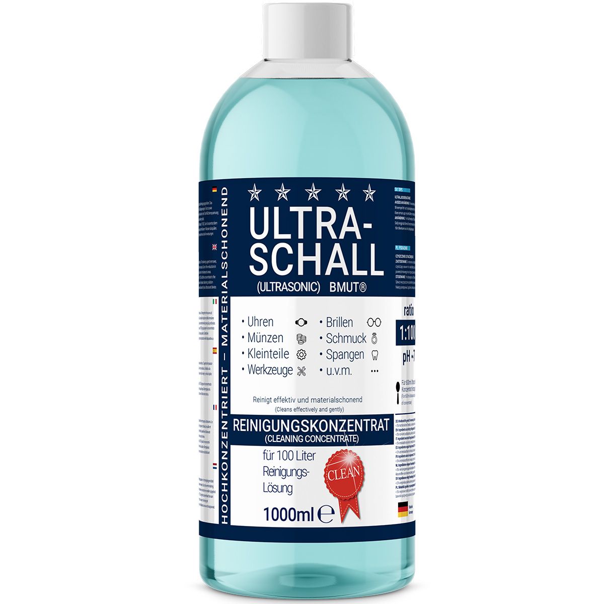 BMUT Pulitore ad ultrasuoni concentrato 1000 ml Detergente