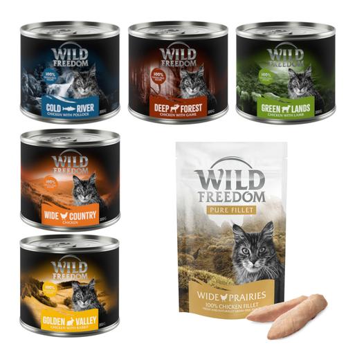 Wild Freedom Kombi-Paket: Adult Nassfutter + Filet Snacks - 24 x 200 g Mixpaket 1 (Huhn,...