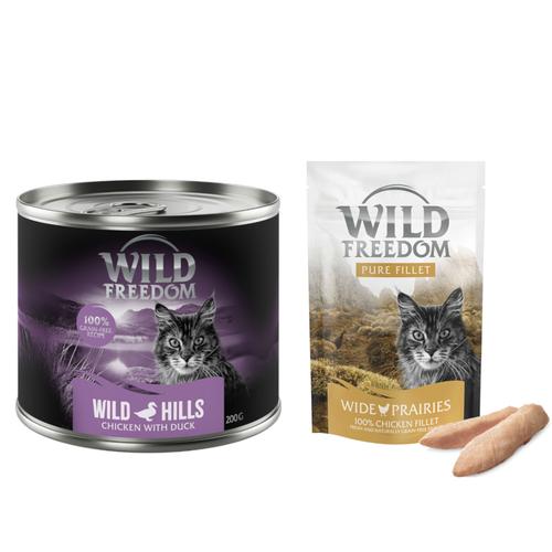 Wild Freedom Kombi-Paket: Adult Nassfutter + Filet Snacks - 24 x 200 g Wild Hills: Ente & Huhn +...