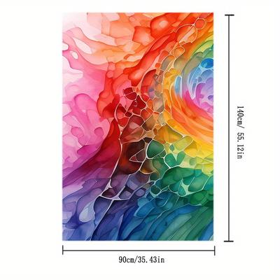 TEMU Vibrant Abstract Floral Tablecloth - Rectangular, Colorful , Polyester, Machine-woven, Ideal For Dining Room, Parties, And Home Decor, Table Decor Image