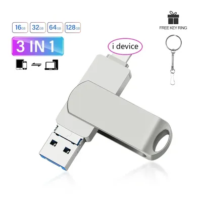 Für iPhone Rotate USB 3.0 Flash Drive 8 GB 16 GB mit 3 in 1 Mirco TYPE-C zur Lightning-Schnittstelle Image