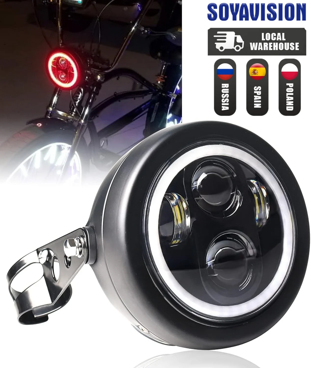 Faro principale per moto da 5,75 pollici Faro universale da 6,5 "rotondo H4 DRL per Harley Sportster Cafe Racer Honda Yamaha Suzuki Custom