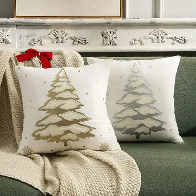 Elch Weihnachtsbaum Heißprägung Kissenbezug Herbst und Winter Schneeflocke Stickerei Kissenbezug Image