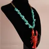 Große rote Hummer Anhänger Halskette für Frauen Sommer Strand Ozean Stil Mädchen Punk lustige Hip Hop Party Schmuck Zubehör Geschenke