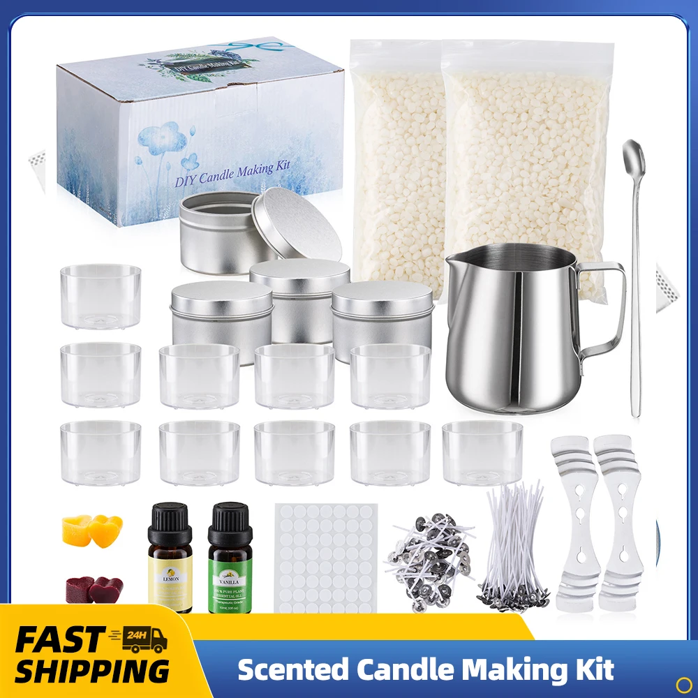 Aoresac Duft kerzen herstellungs set mit vollem Kerzen zubehör für DIY natürliche Bienenwachs kerze für Kinder Erwachsene Anfänger Image