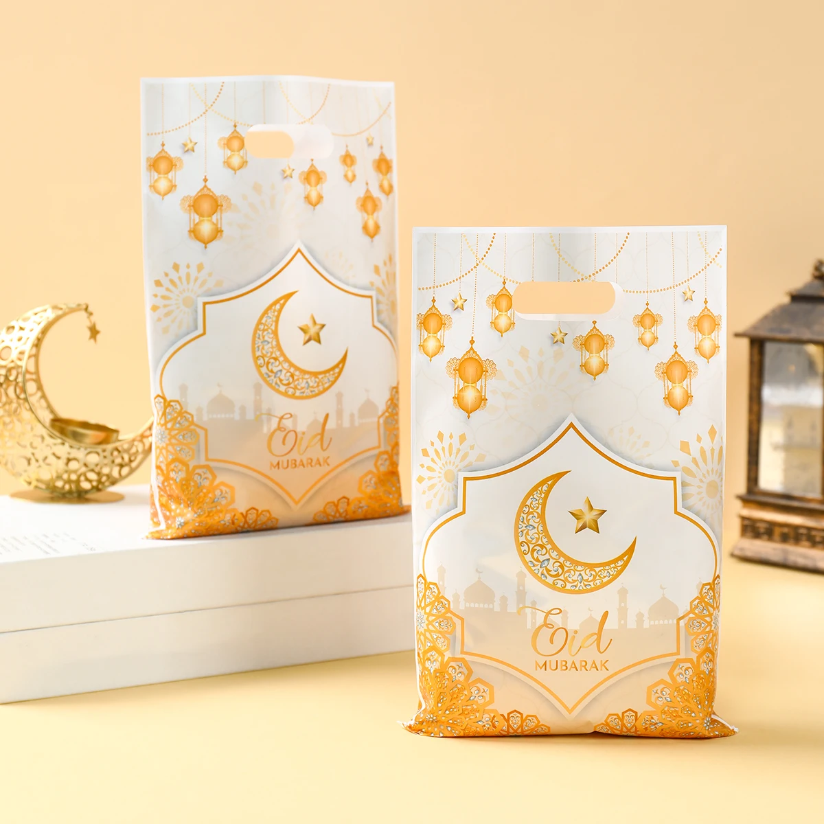 10/25/50 Stück Eid Mubarak Geschenkverpackungsbeutel Kunststoff Süßigkeiten Leckerli Beutel Kareem Ramadan Dekoration 2025, islamische muslimische Partyzubehör Image