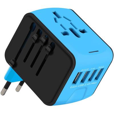 Reiseadapter, Universal-Stecker-Adapter, 4 USB-Anschlüsse und AC-Buchse, Frankreich-Stecker-Adapter Image