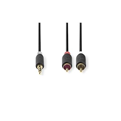 Nedis Stereo-Audiokabel - 3.5 mm Stecker - 2x RCA Stecker - Vergoldet - 0.50 m - Rund - Anthrazit - Box Image