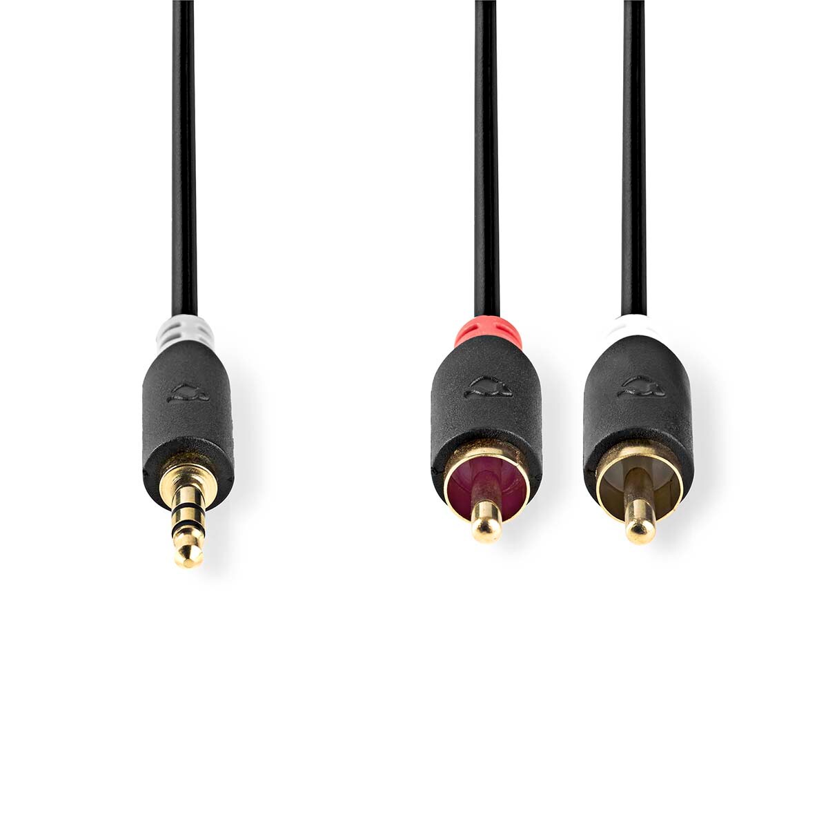 Nedis Stereo-Audiokabel - 3.5 mm Stecker - 2x RCA Stecker - Vergoldet - 2.00 m - Rund - Anthrazit - Box Image