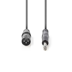 Nedis Balanced Audio-Kabel - XLR 3-Pin Stecker - 6.35 mm Stecker - Vernickelt - 3.00 m - Rund - PVC - Dunkelgrau - Kartonhülle Image