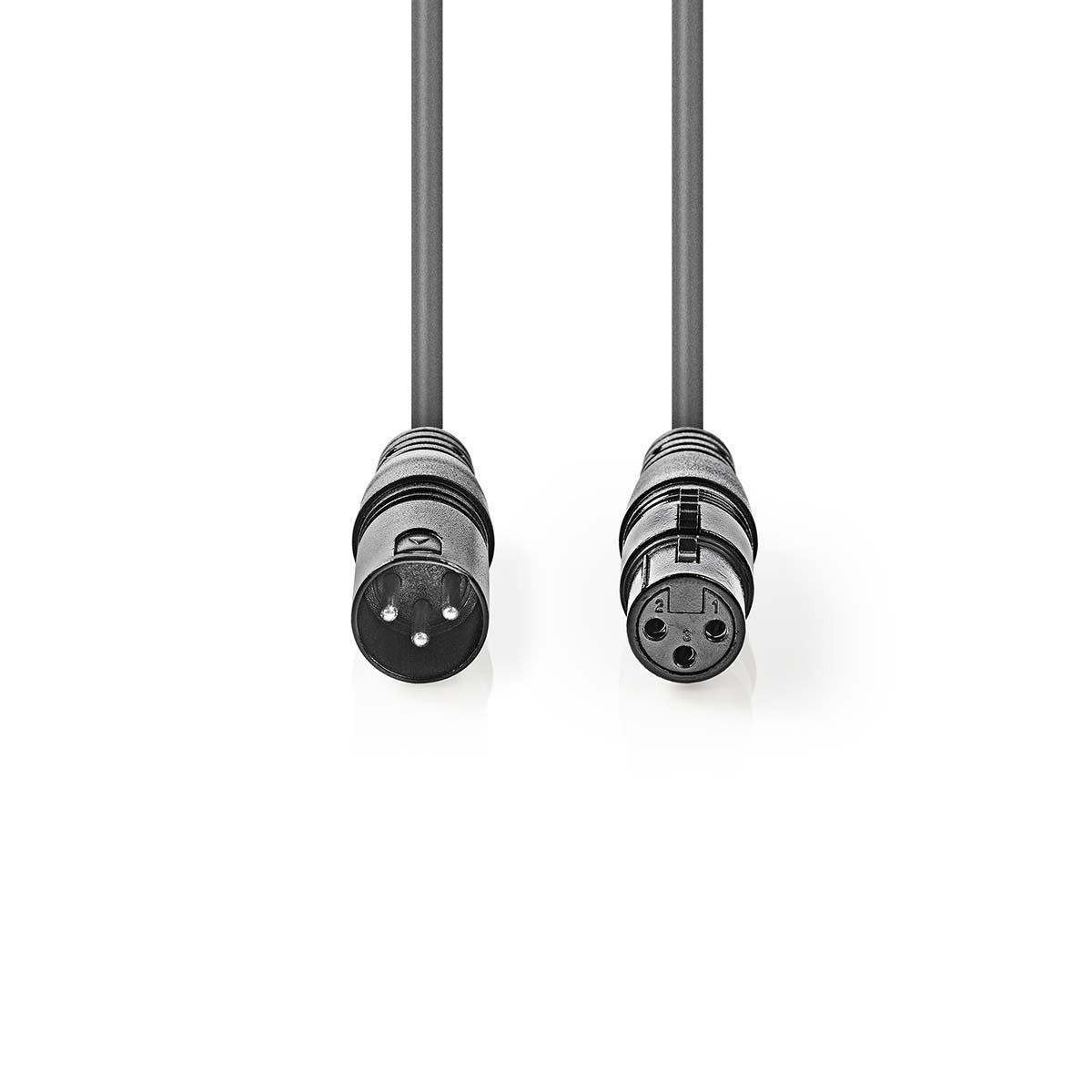 Nedis Balanced Audio-Kabel - XLR 3-Pin Stecker - XLR 3-Pin Buchse - Vernickelt - 1.50 m - Rund - PVC - Dunkelgrau - Kartonhülle Image