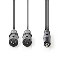 Nedis Balanced Audio-Kabel - 2x XLR 3-Pin Stecker - 3.5 mm Stecker - Vernickelt - 3.00 m - Rund - PVC - Dunkelgrau - Kartonhülle Image