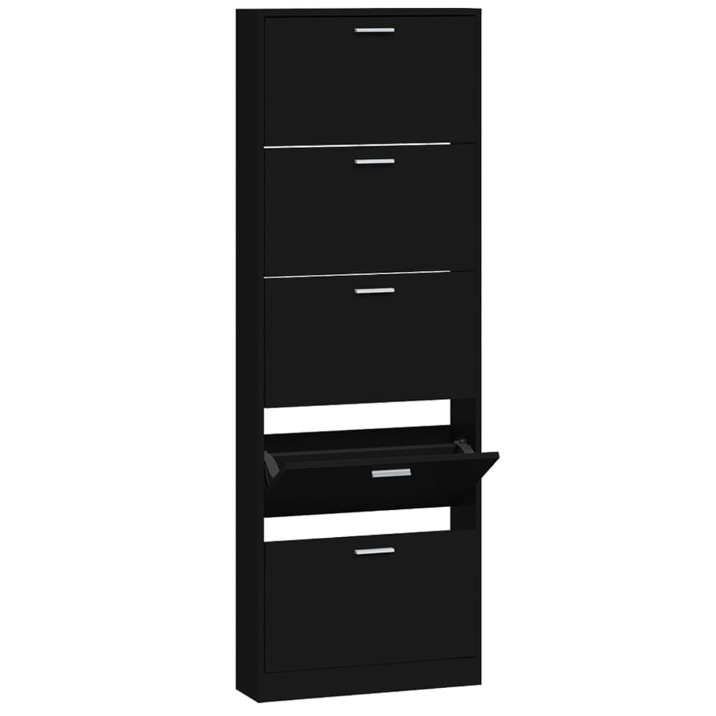 vidaXL Schuhschrank Schwarz 59x17x169 cm Holzwerkstoff Image