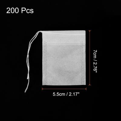 200 Pcs Disposable Tea Bags for Loose Leaf Tea, Tea Filter Bags - White