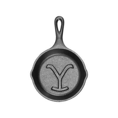 Lodge L5MSYW 5 1/8" Round Yellowstone Cast Iron Skillet, Power Y, Black