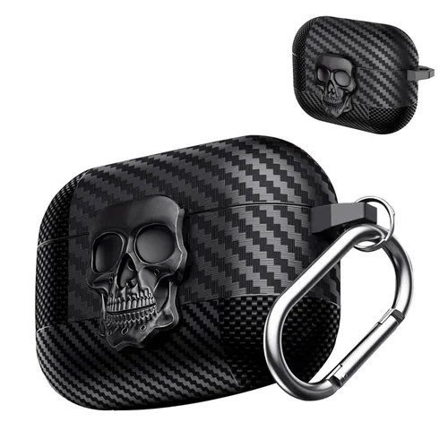 Costume Thug Skull Series étui pour écouteurs pour Airpods 4 étui pour écouteurs magnétique pour Airpods Pro 2 3 2 1 étui en Fiber de carbone avec crochet