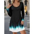 Woman's Mini Robe Robe Décontractée Robe Petite Robe T-shirt Robe Tee Robe Style d'été Décontracté Vacances Rue Ajustement Régulier Ombre Col rond Noir Automne Hiver