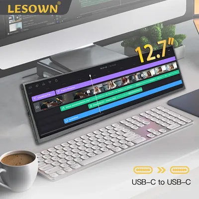 LESOWN mini Screen 2880x864 12.7 inch 120Hz 500Nits IPS Touch Long Strip Type-C HDMI Monitor 12.6 Portable Wide Sub Display