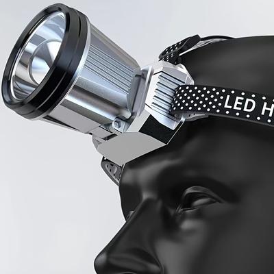 TEMU Outdoor Long-lasting Strong Light Head Lamp Led Head-mounted Charging Night Fishing Lamp Super Bright Emergency Light Flashlight, Portable Big Light Cup Head Lamp