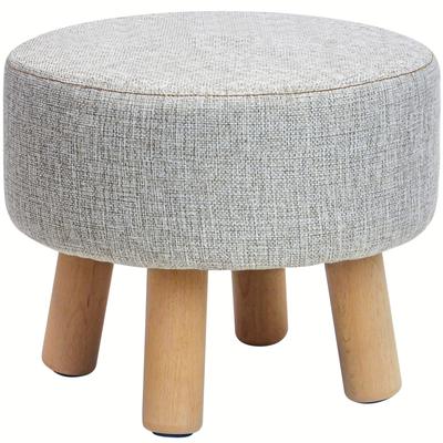 TEMU H&b Luxuries Fabric Round Padded Ottoman Foot Rest Stool (-simple Linen)