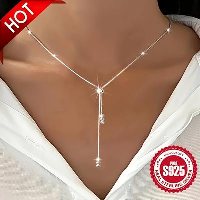 TEMU 3.05g 925 Y- Necklace For Women, , Hypoallergenic, , , Christmas