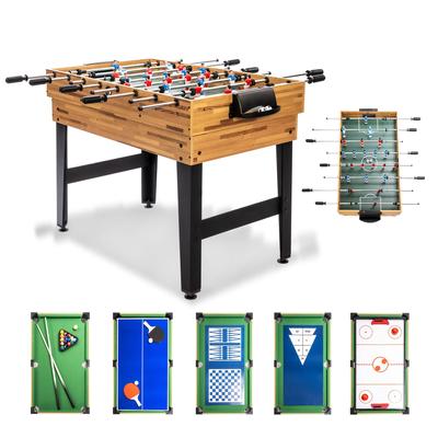 TEMU 2x4ft 13-in-1 Solid Wood Game Table - Family & Parties, Includes Hockey, Football, Billiards, Pong, Sandball, Chess, Checkers, Backgammon & Ring Toss