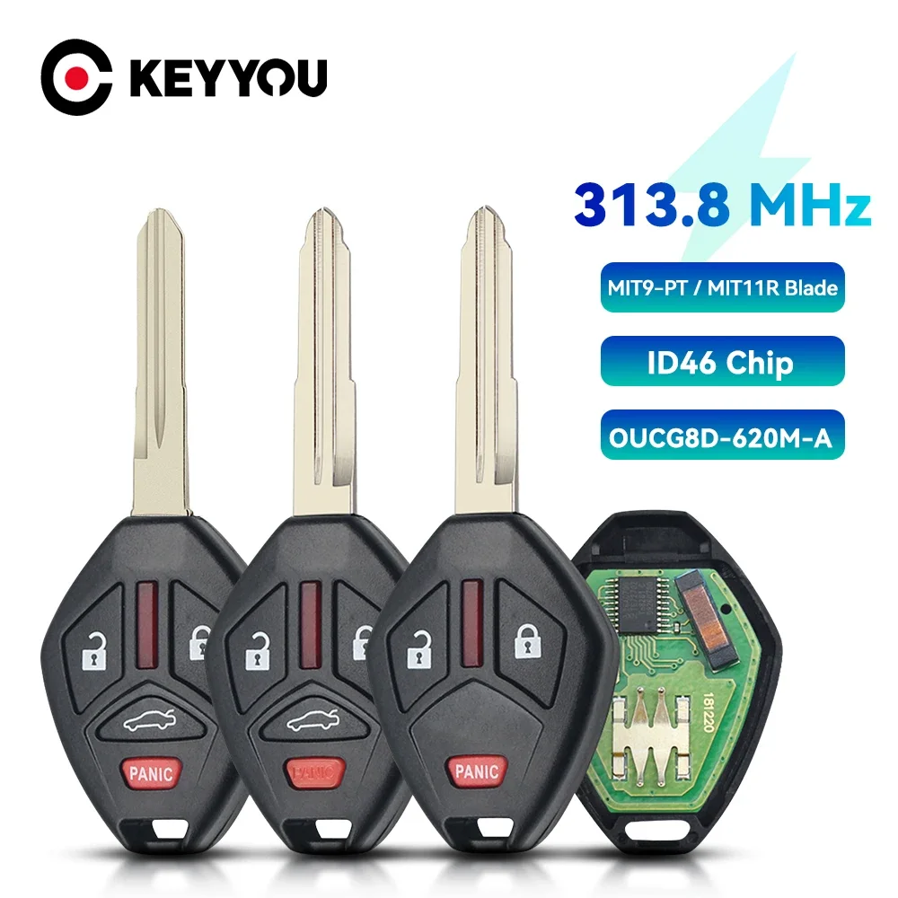 Keyyou 1pcs neu für mitsubishi eclipse lancer unternehmen galant outlander fob 313,8 mhz fernbedienung autos chl üssel id46 chip OUCG8D-620M-A Image