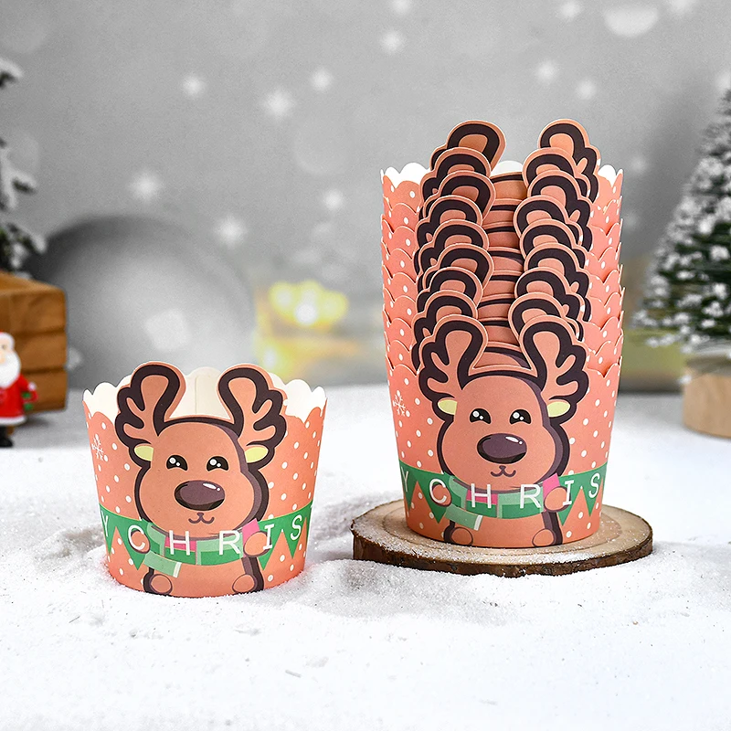 10 Stücke Weihnachten Cupcake Wrapper Mit Kuchen Topper Santa Claus Schneemann Backen Kuchen Muffin Tassen Papier Liner Wraps Weihnachten Party Decor Image