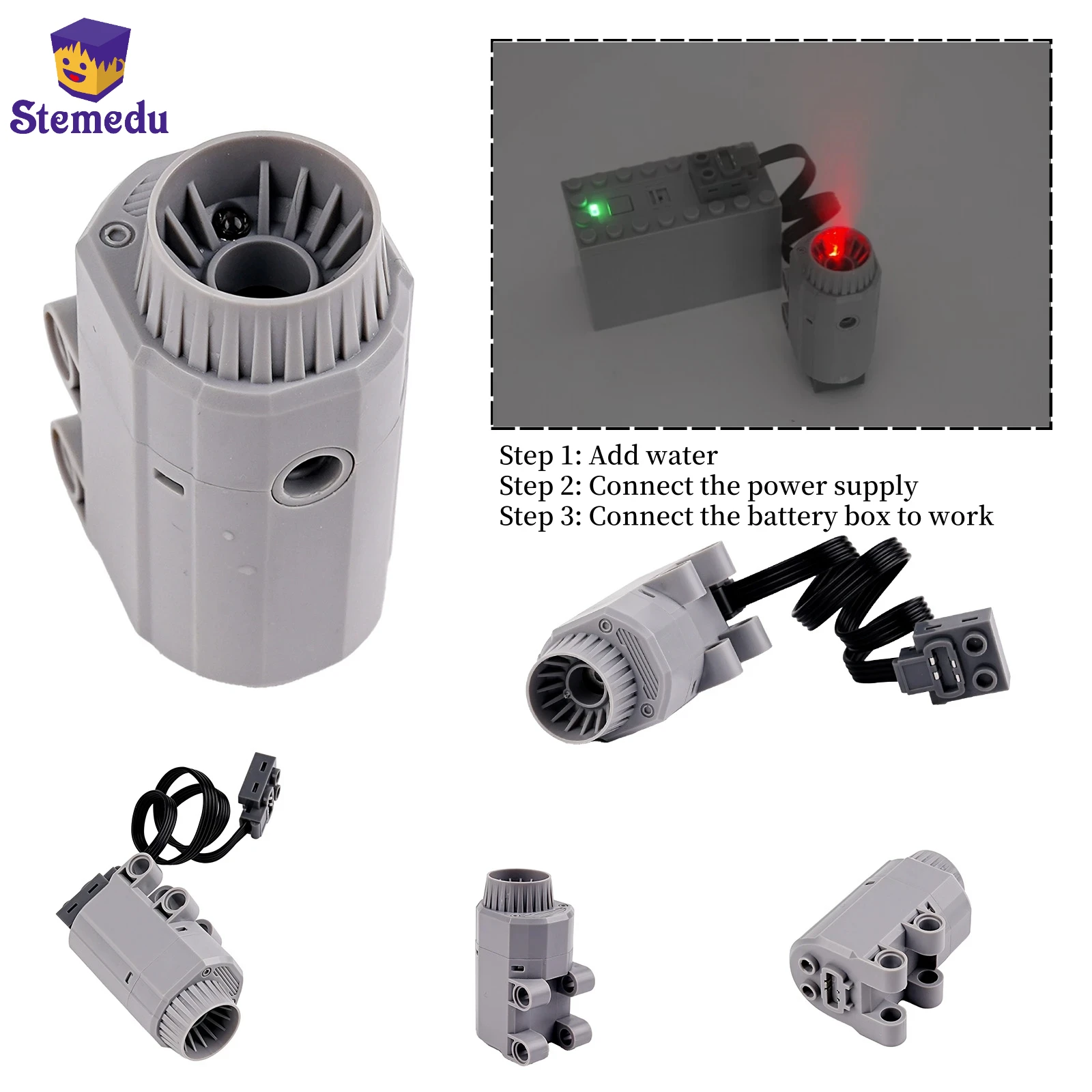 MOC Fogger Automatische Bausteine Simuliertes Auspuffsprühgerät Elektrisches modifiziertes Automodellzubehör Kompatibel mit Legoeds Image