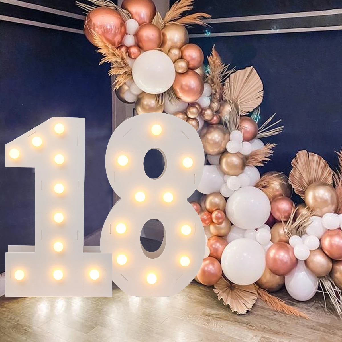 91,5 cm riesige Zahl LED-Lichtrahmen 1. Geburtstag Hochzeit Party Dekor Kinder Babyparty Mosaik digitale Zeichen Ballonfüllbox Image