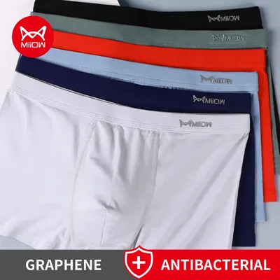 MiiOW 3Pcs Baumwolle Männer Unterwäsche Boxer Graphene Antibakterielle Schritt Herren Unterhose Schlüpfer der Männer Atmungsaktive Mann Boxer Briefs Image