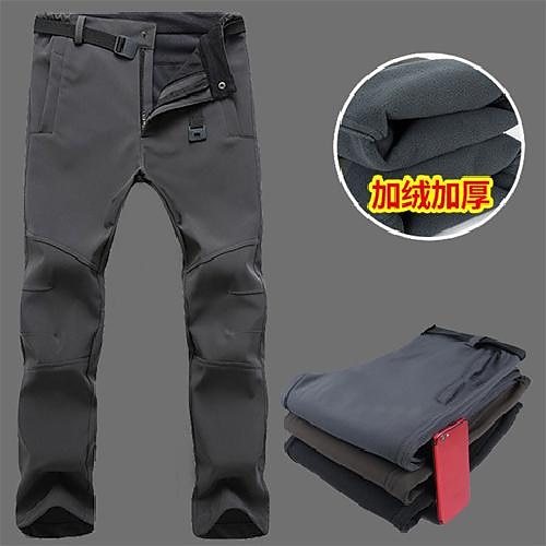 Herren wasserdichte Fleece Klettern Wander Skate Cargohose Slim Fit schwarz Image