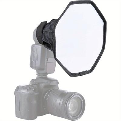 TEMU 8-inch Octagonal Linen Softbox For Flash, Foldable Mini Softbox With Storage Bag, Compatible With , , , - Durable Photography Lighting Accessory Image