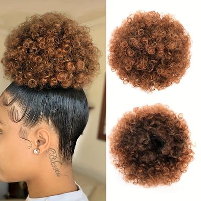 TEMU Afro Puff Drawstring Ponytail Bun Hair Synthetic Short Extensions Hairpieces Updo Hair For Women Girls Image