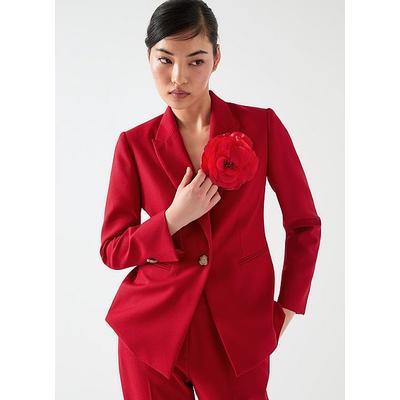 Mya Red Twill Single Breasted Blazer Merlot, Merlot