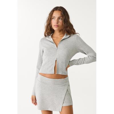 Stradivarius Soft-touch zipped jacket Grey melange XS