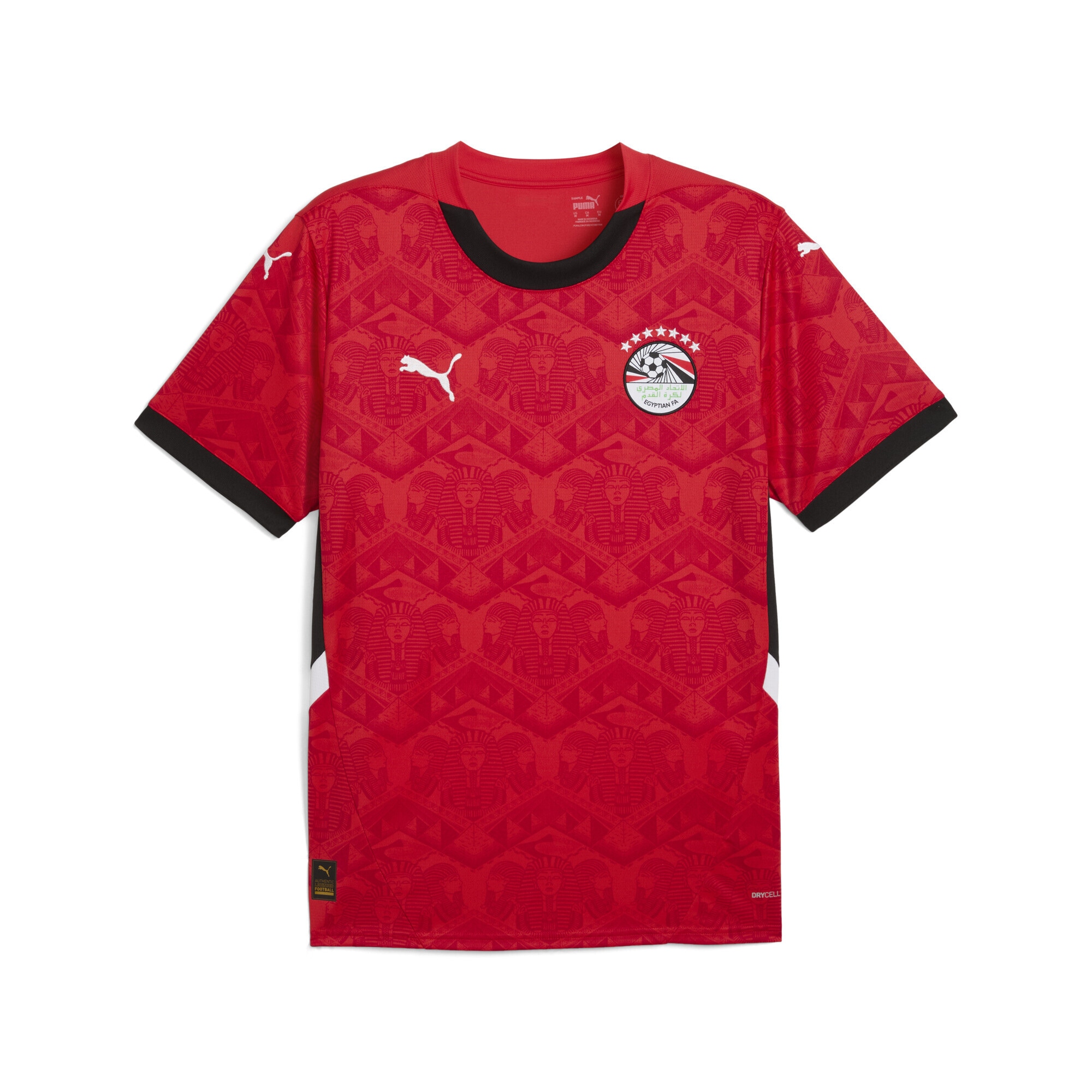 Trainingsshirt PUMA "Ägypten 2025 Heimtrikot Herren", Herren, Gr. L, rot (rot schwarz), Obermaterial: 100% Polyester; Rippe: 100% Polyester, bedruckt, regular fit, Rundhals, Shirts Image