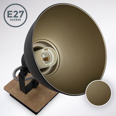B.K.LICHT Wandleuchte "BK_WL1506 Retro Deckenlampe, Wandlampe, Schwenkbar, Wandspot Schwarz", schwarz, B:16,30cm H:19,50cm L:17,20cm Ø:16,00cm, Lampen, Holz, Metall, Schwarz-Gold, E27-Fassung, ohne Leuchtmittel, Deckenspot Image