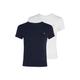 T-Shirt TOMMY JEANS "TJW 2PACK C-NECK TEE", Damen, Gr. S (36), blau (ecru, schwarz night navy), Single Jersey, Obermaterial: 100% Baumwolle, unifarben, casual, slim fit hüftlang, Rundhals, Kurzarm abgesteppt, Shirts, mit Logo-Stickerei