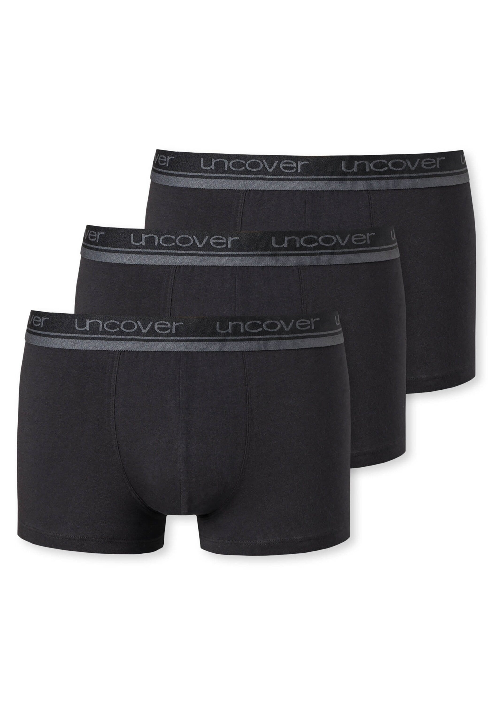 Boxershorts UNCOVER BY SCHIESSER "Boxershort 3er Pack", Herren, Gr. XL, schwarz, Obermaterial: 95% Baumwolle CO. 5% Elasthan EL., Unterhosen