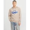 Kapuzensweatshirt JACK & JONES "JJELOGO SWEAT HOOD 2 COL 24/25 NOOS", Herren, Gr. M, gelb (moonbeam), angeraute Sweatware, Obermaterial: 70% Baumwolle, 30% Polyester, bedruckt, modisch, regular fit taillenbedeckt, ohne Ausschnitt, Langarm...