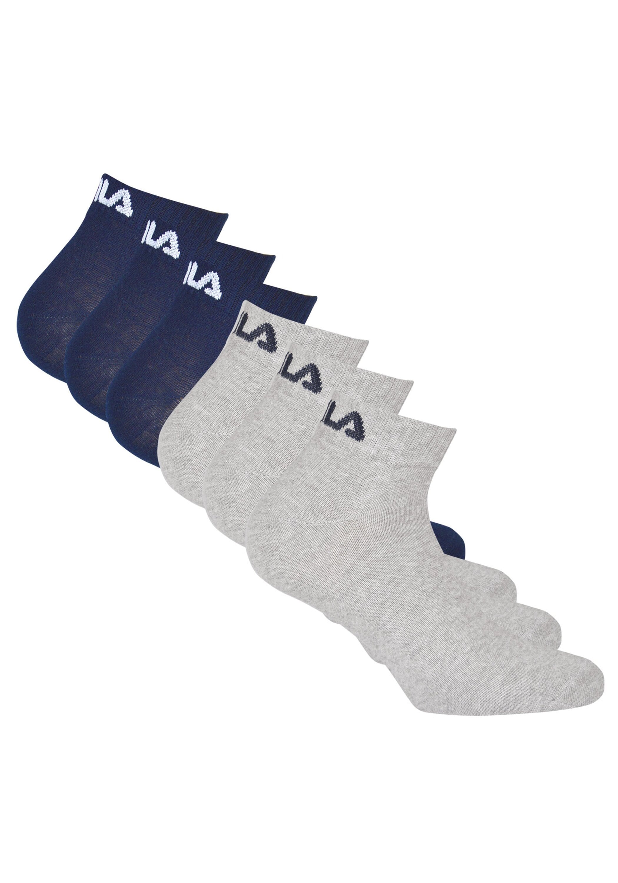 Kurzsocken FILA "Socken 6er Pack", Herren, Gr. 43-46, blau (blau, grau), Obermaterial: 75% Baumwolle CO. 23% Polyester PES. 2% Elasthan EL., Socken