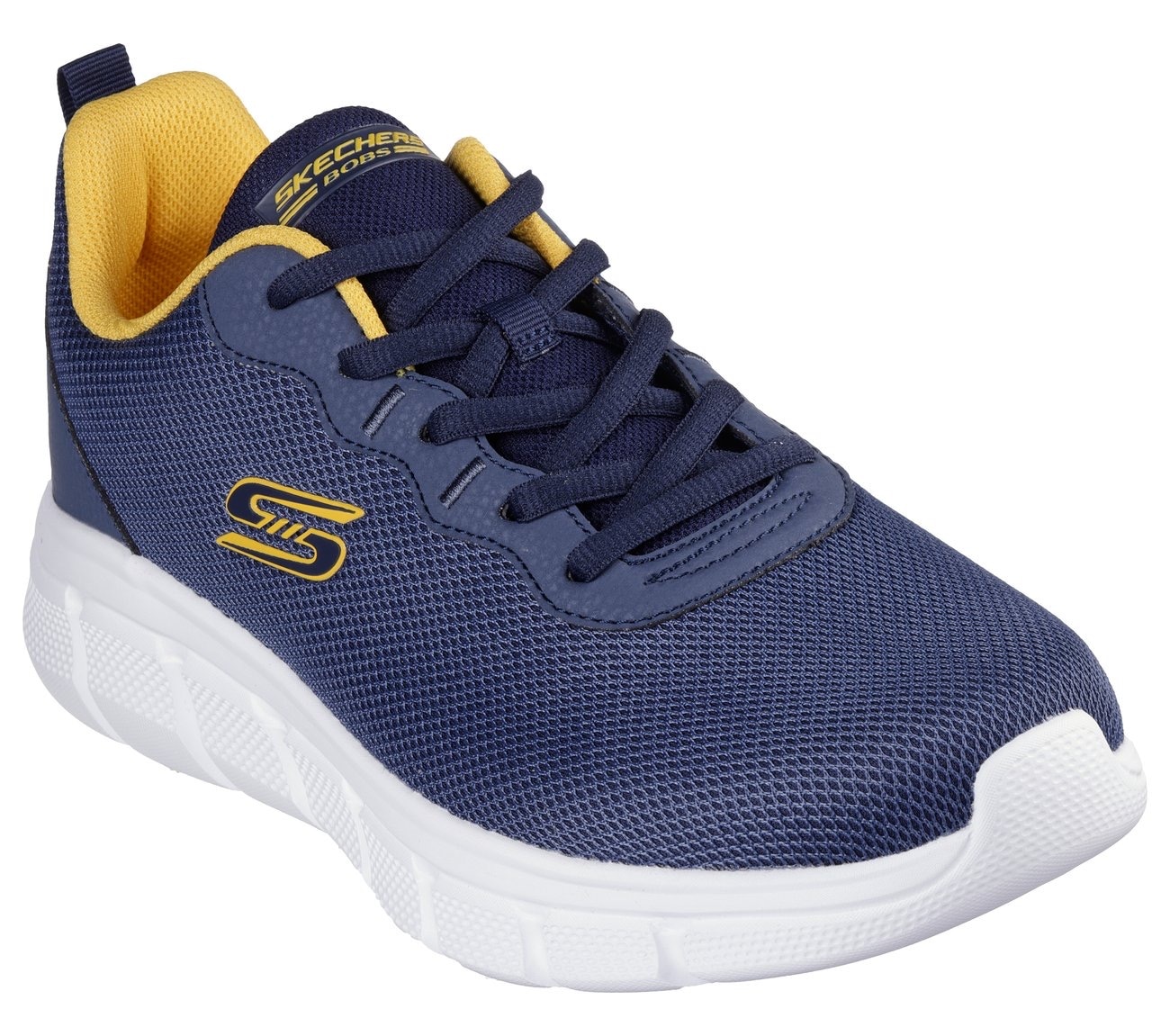 Sneaker SKECHERS "Bobs Sport™ B Flex – Chill Edge", Herren, Gr. 43, blau (navy, orange), Lederimitat, Mesh, kontrastfarbene Details, Schuhe Sneaker, Chunky Sneaker, Schnürschuhe in veganer Verarbeitung