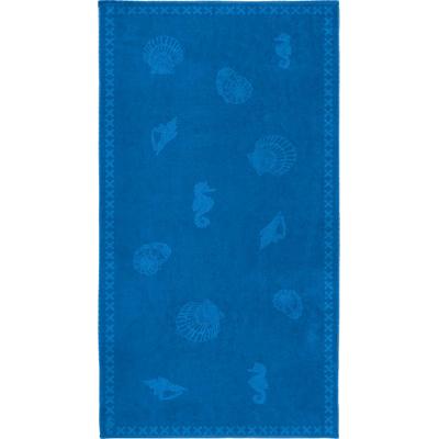 Strandtuch SEAHORSE "Shells", blau (royalblau), B:100cm L:200cm, Jacquard-Velours, Obermaterial: 100% Baumwolle, Handtüc